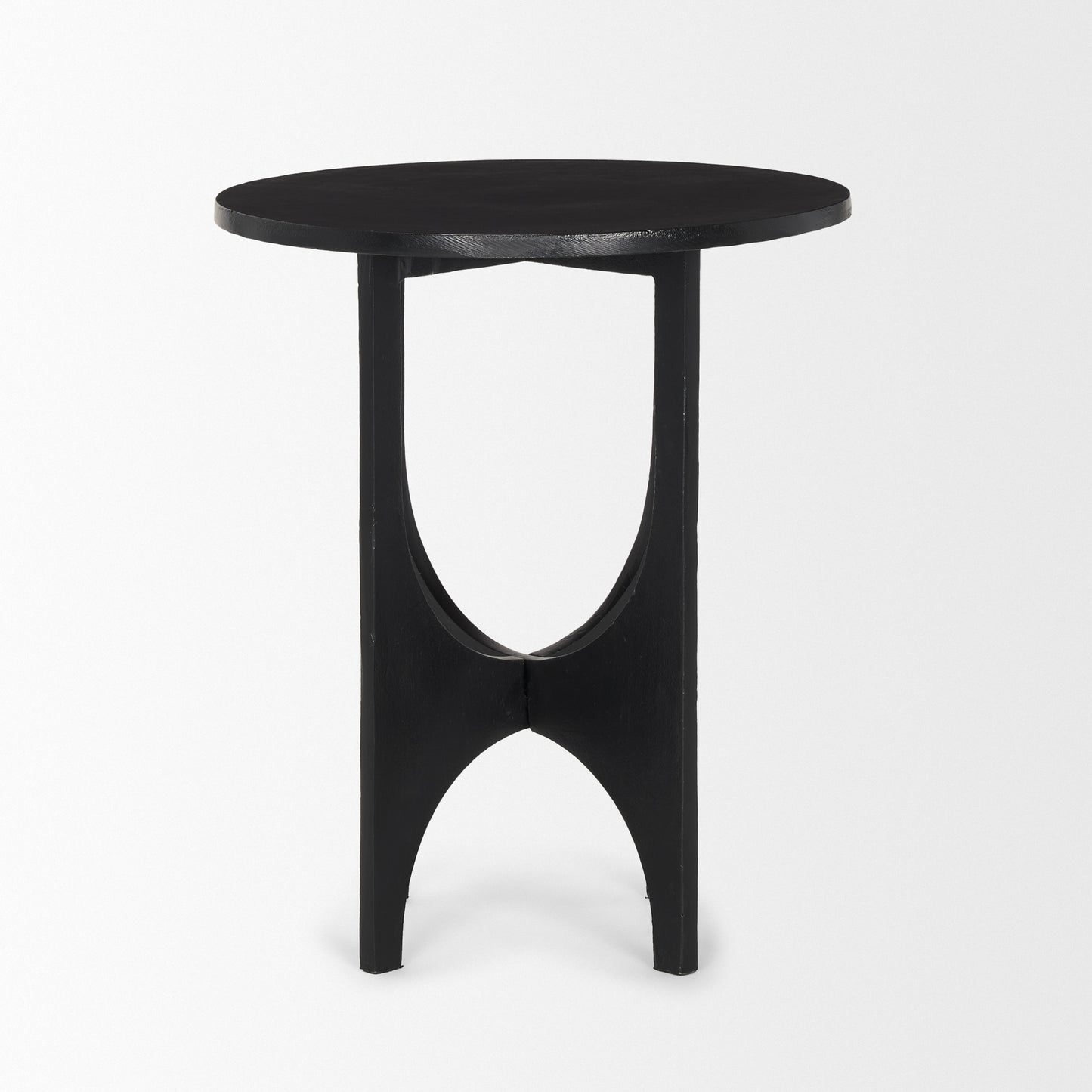 Sobi Textured Matte Black Round Metal Accent Table