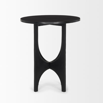 Sobi Textured Matte Black Round Metal Accent Table