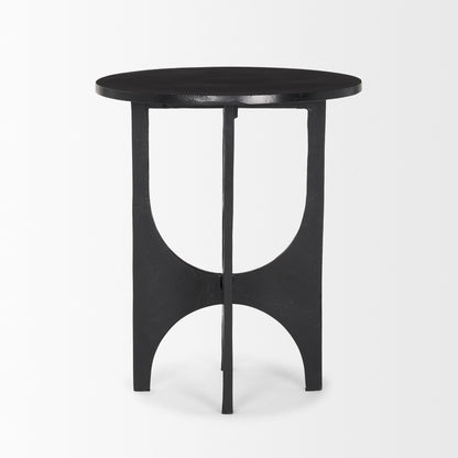 Sobi Textured Matte Black Round Metal Accent Table