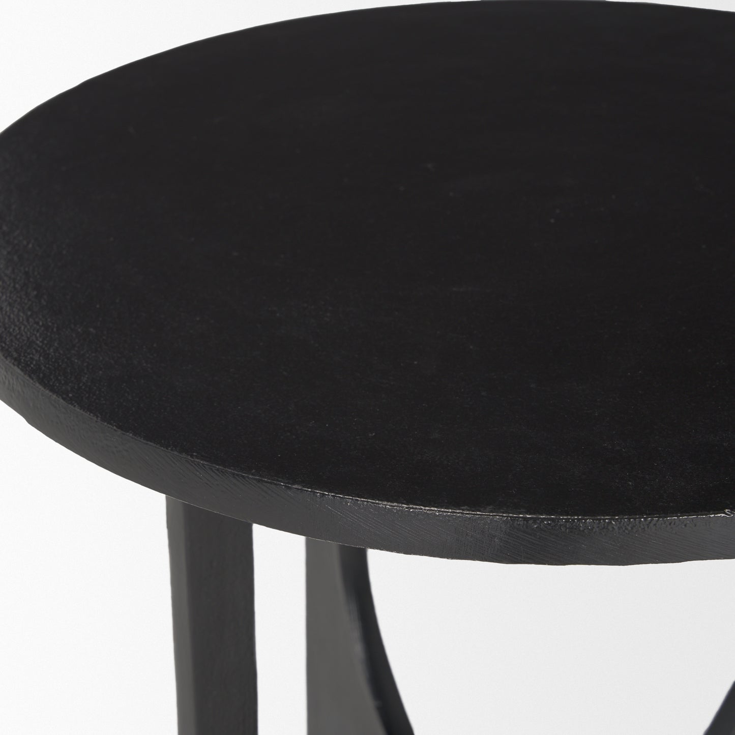 Sobi Textured Matte Black Round Metal Accent Table