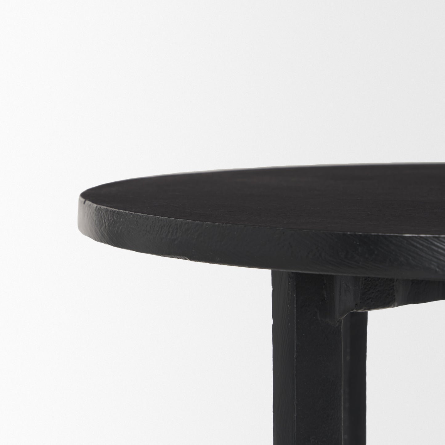 Sobi Textured Matte Black Round Metal Accent Table