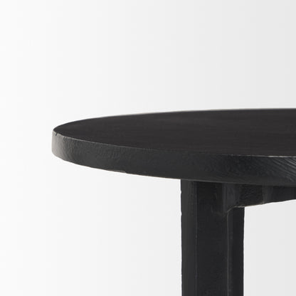 Sobi Textured Matte Black Round Metal Accent Table
