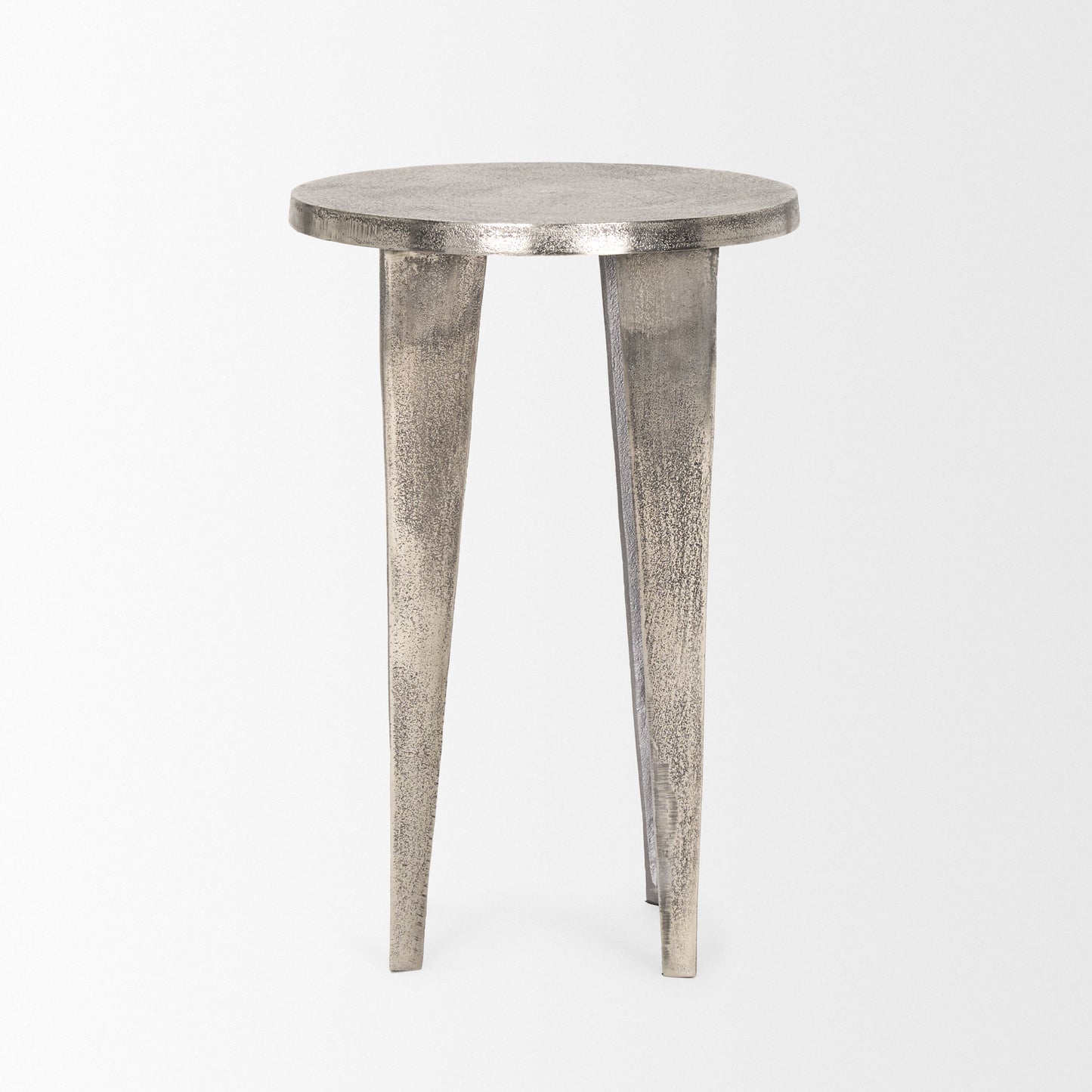Maggie Textured Silver Nickel Cast Aluminum Metal Accent Table