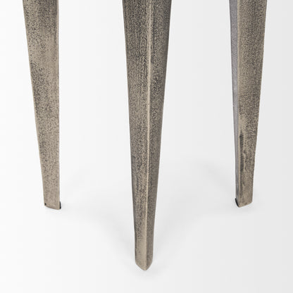 Maggie Textured Silver Nickel Cast Aluminum Metal Accent Table