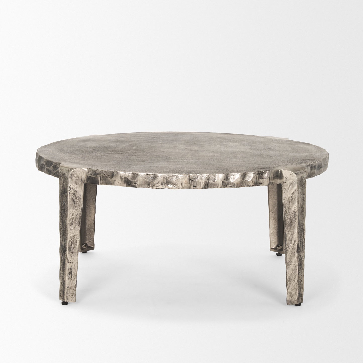 Randy Silver Nickel Cast Aluminum Metal Coffee Table