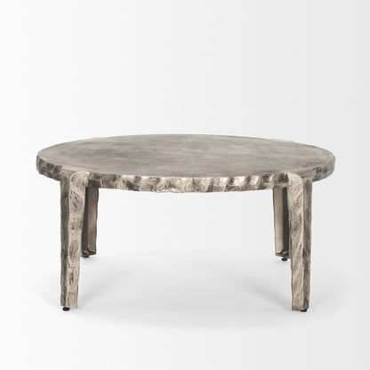 Randy Silver Nickel Cast Aluminum Metal Coffee Table