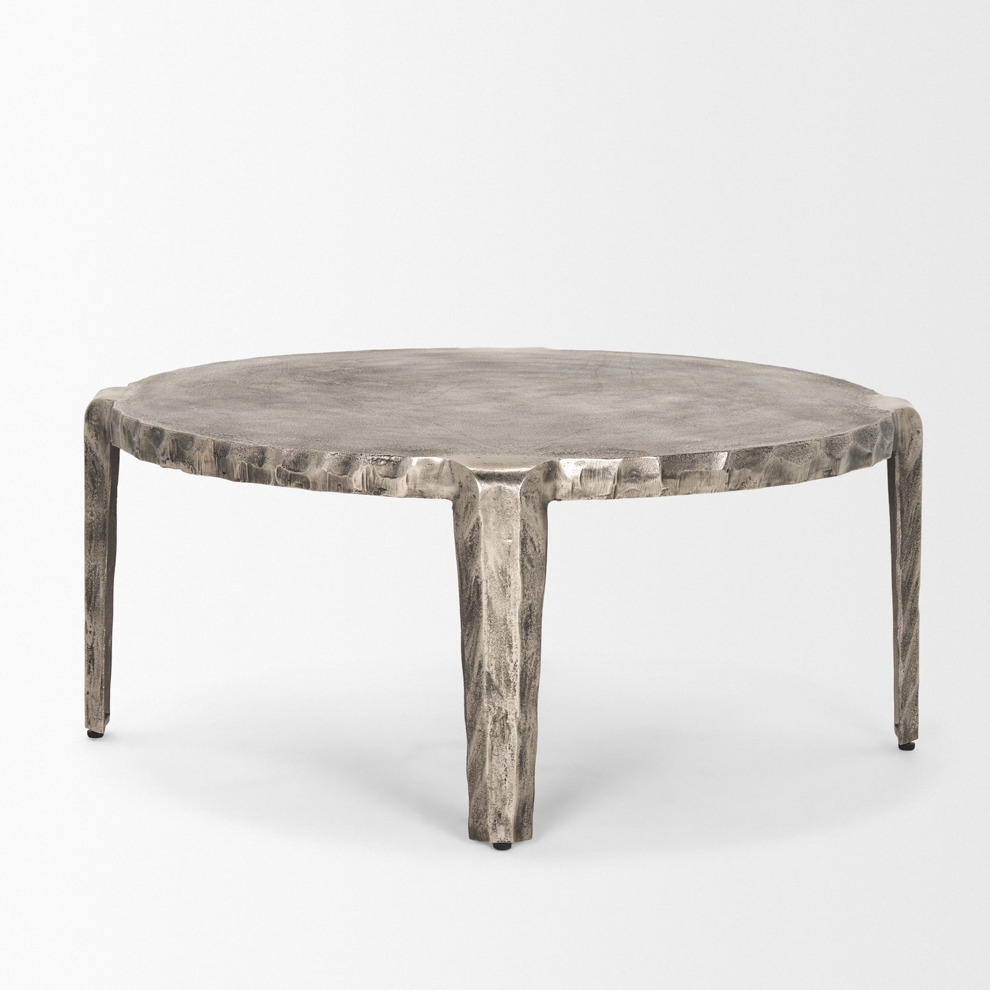 Randy Silver Nickel Cast Aluminum Metal Coffee Table