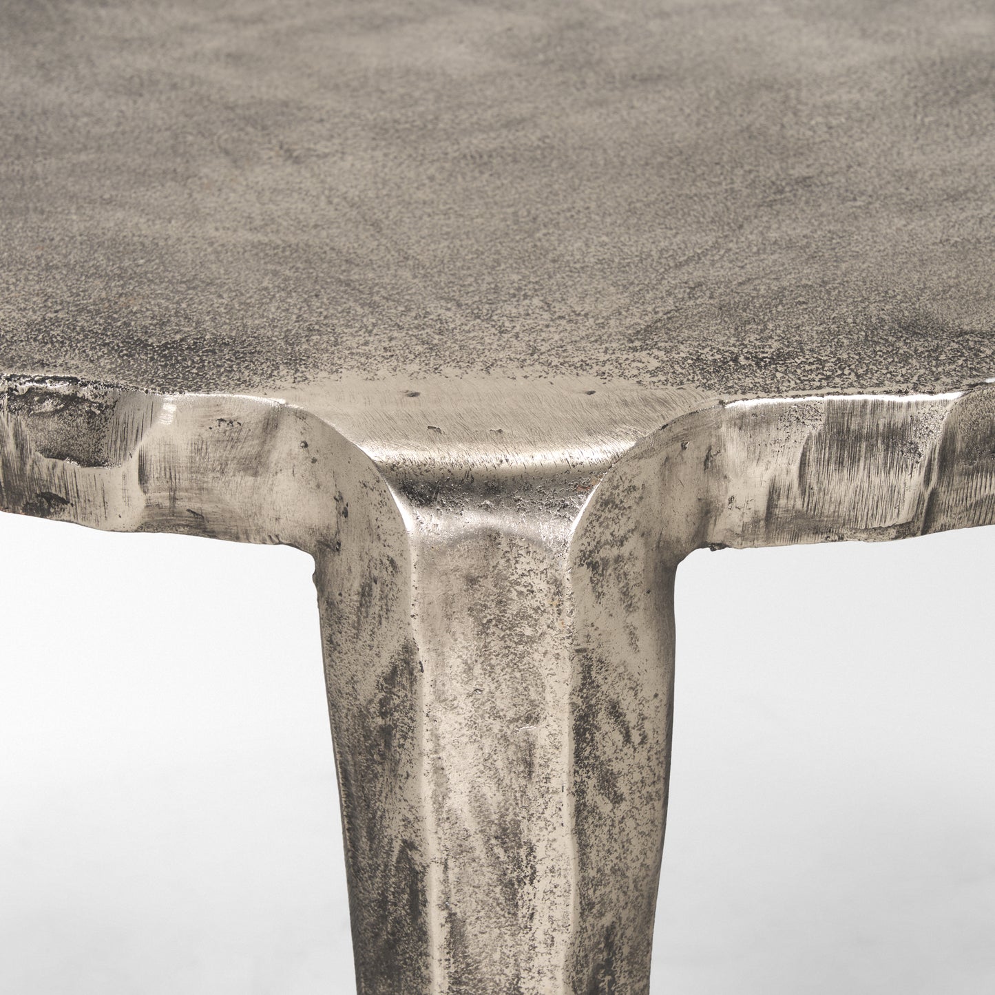 Randy Silver Nickel Cast Aluminum Metal Coffee Table