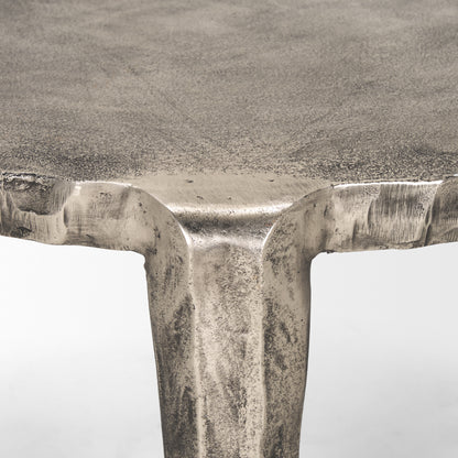 Randy Silver Nickel Cast Aluminum Metal Coffee Table