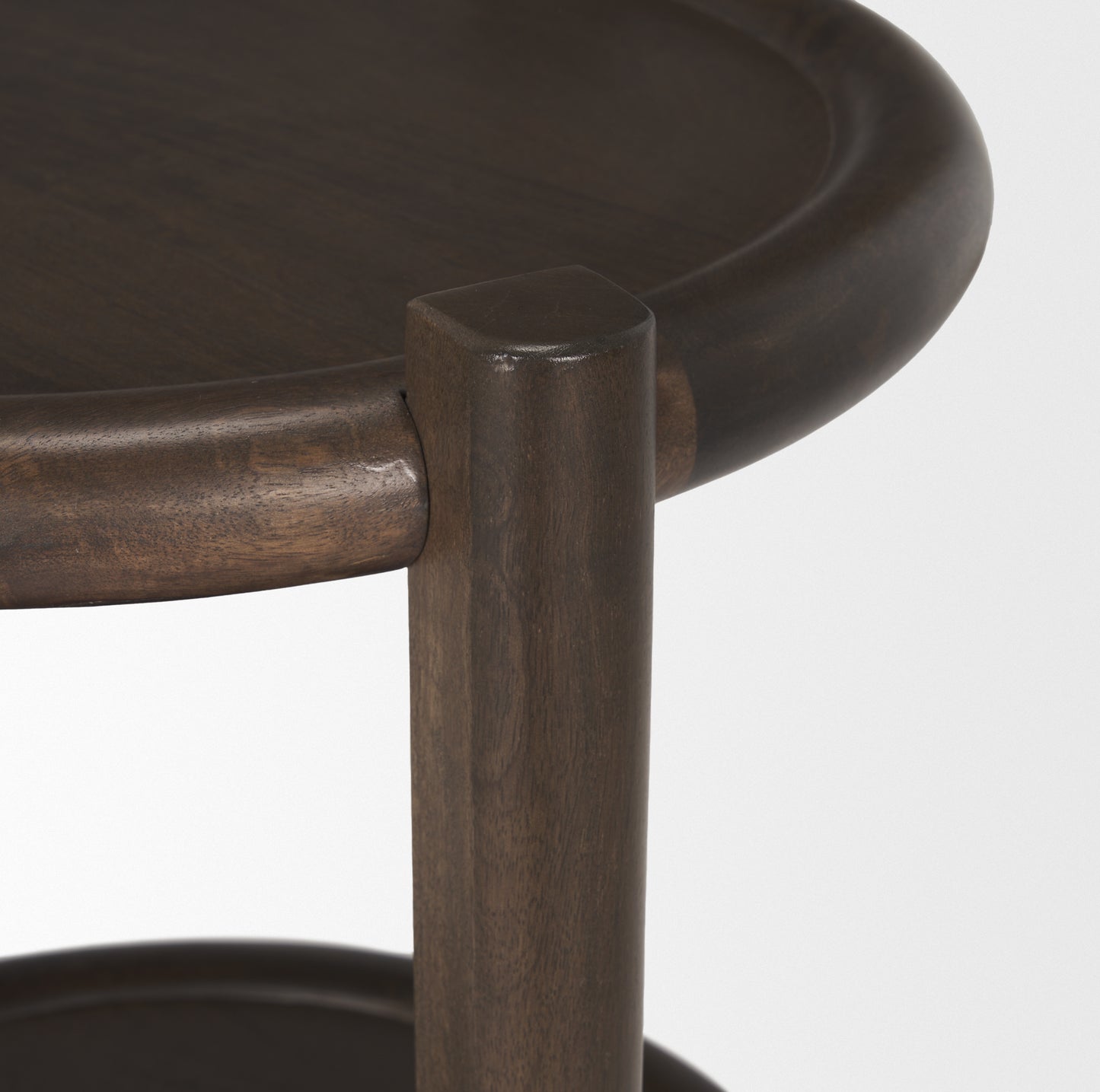 Romi Dark Brown Wood w/ Bottom Shelf Round Accent Table