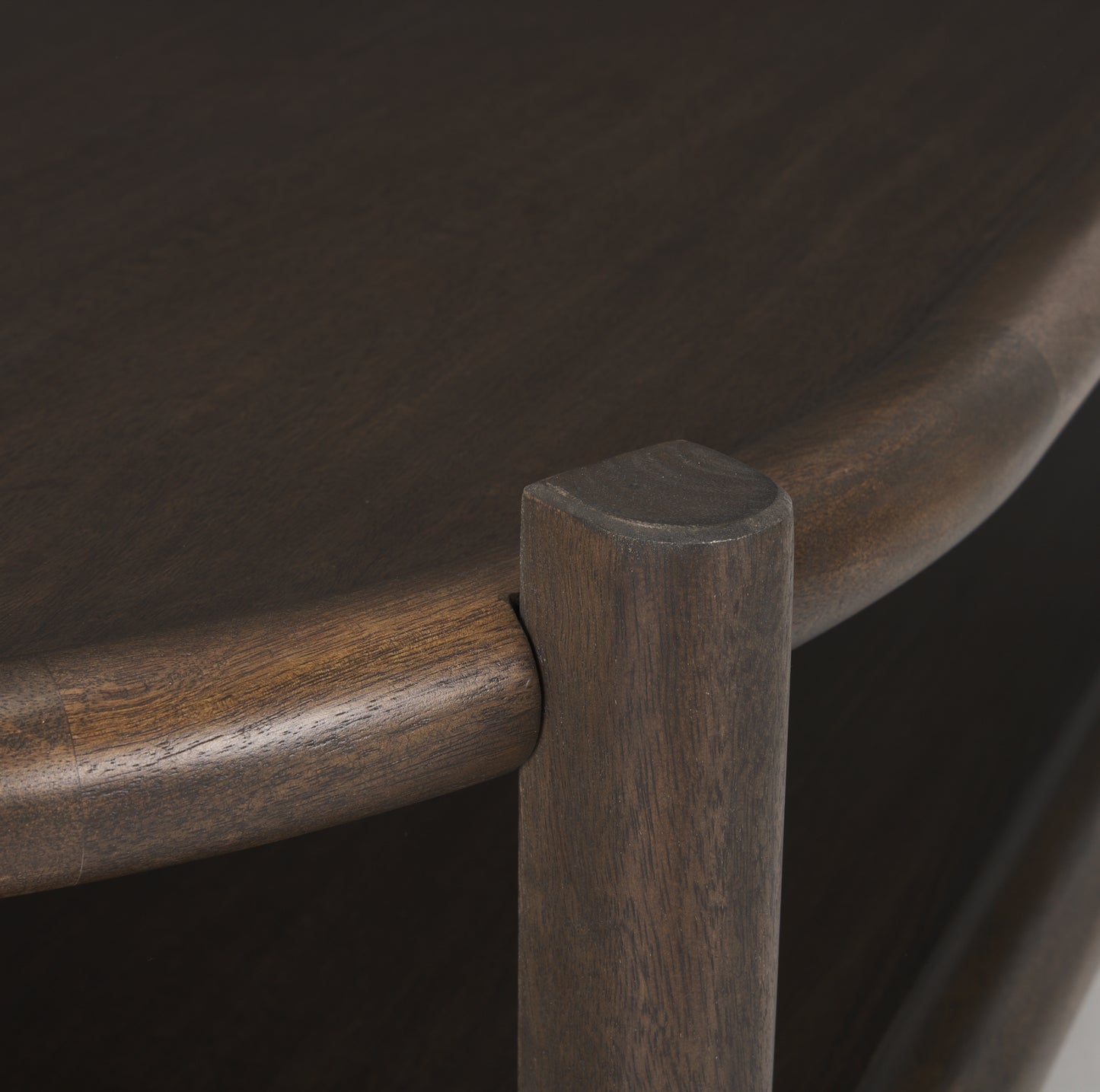 Romi Dark Brown Wood w/ Bottom Shelf Oval Coffee Table