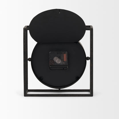 Raisa Black w/ Gold Antiquing Metal Table Clock