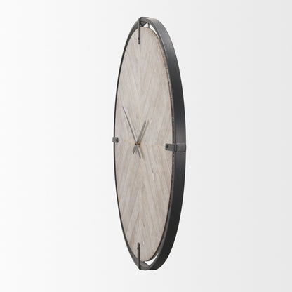 Rani Matte Black Metal w/ Wood Wall Clock