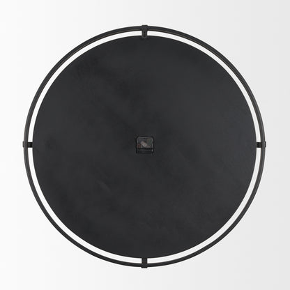 Rani Matte Black Metal w/ Wood Wall Clock