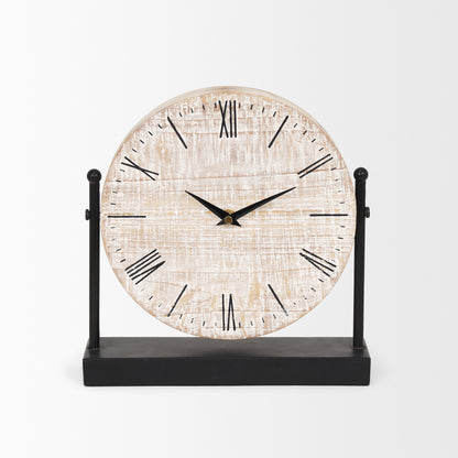 Raja Matte Black Metal w/ Wood Table Clock