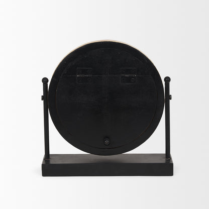 Raja Matte Black Metal w/ Wood Table Clock