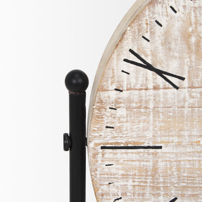 Raja Matte Black Metal w/ Wood Table Clock