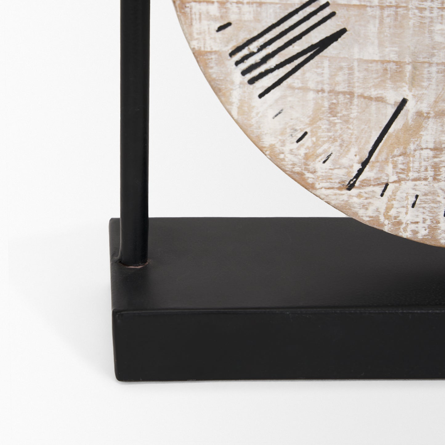 Raja Matte Black Metal w/ Wood Table Clock