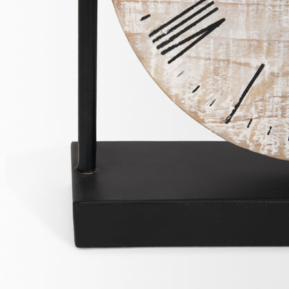 Raja Matte Black Metal w/ Wood Table Clock