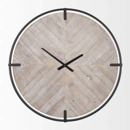 Rani Matte Black Metal w/ Wood Wall Clock
