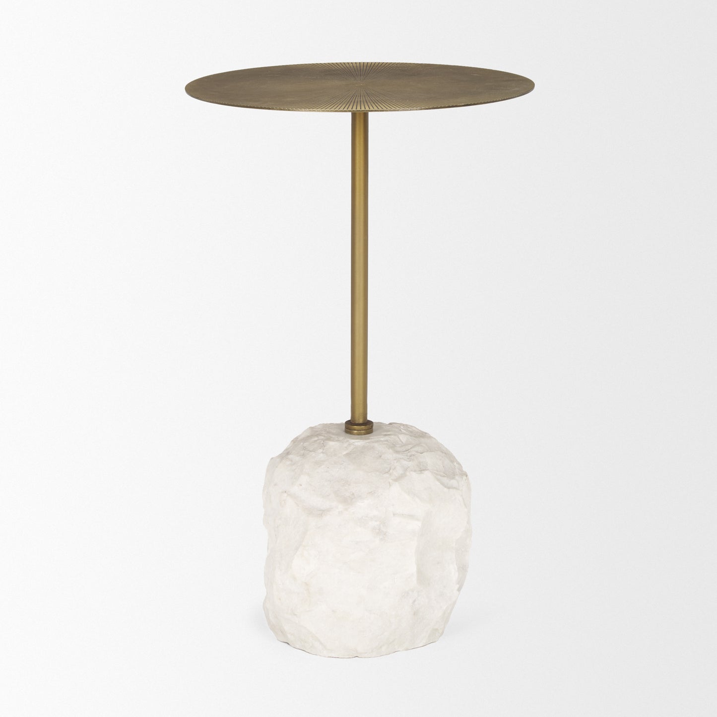 Rini Gold Metal and White Marble Accent Table