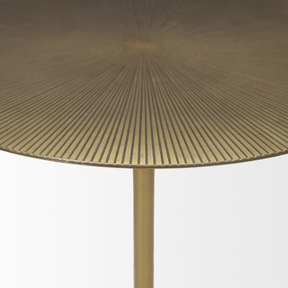 Rini Gold Metal and White Marble Accent Table