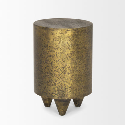 Rosh Textured Gold Metal w/ Acid Wash Accent Table