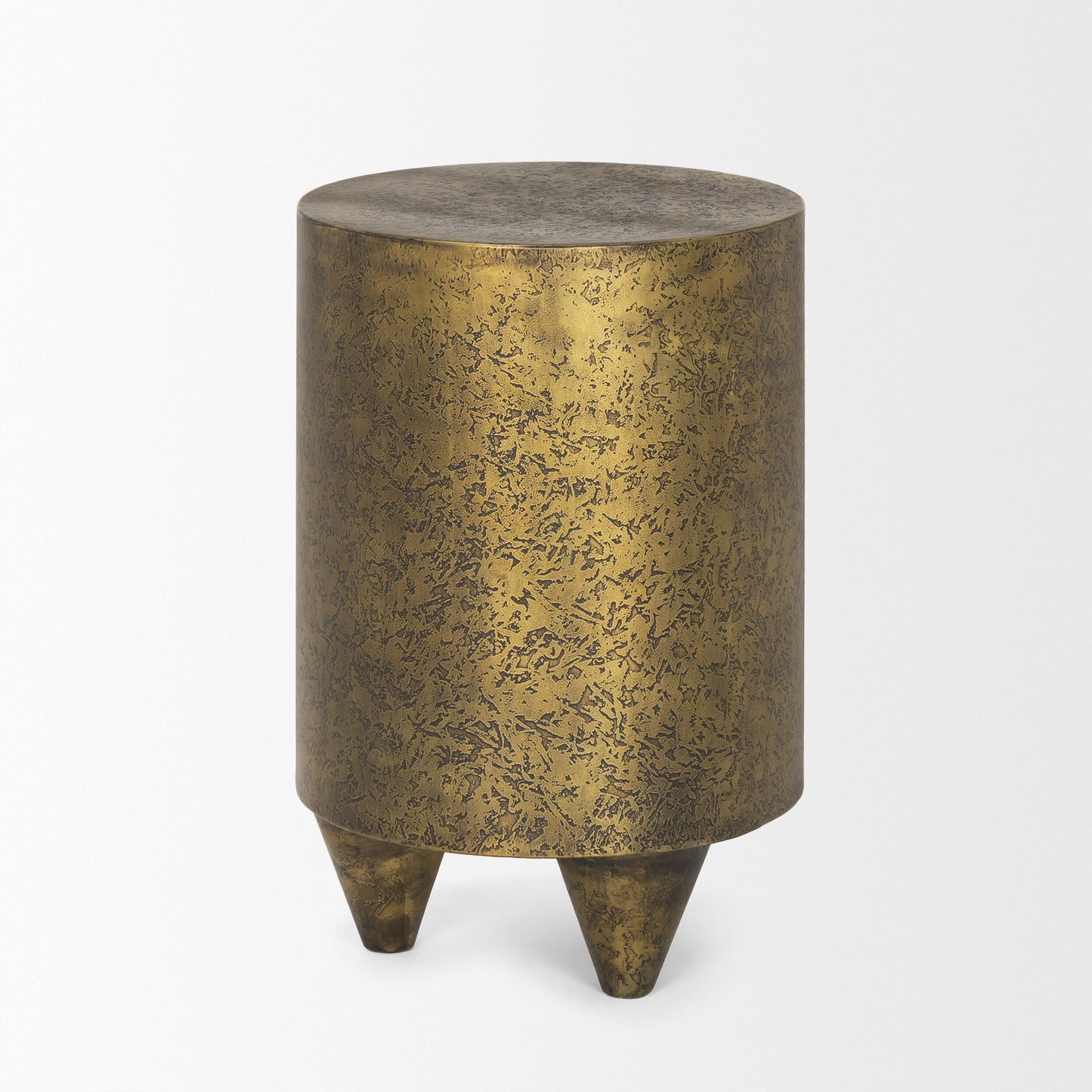 Rosh Textured Gold Metal w/ Acid Wash Accent Table