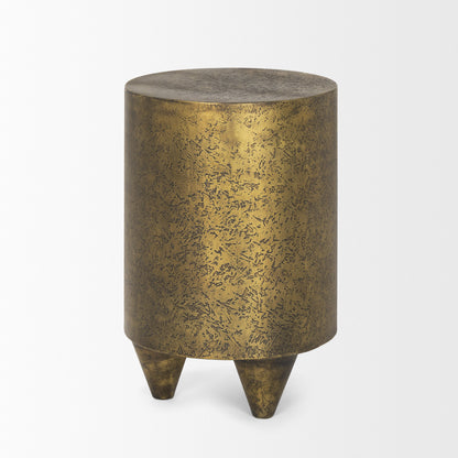 Rosh Textured Gold Metal w/ Acid Wash Accent Table