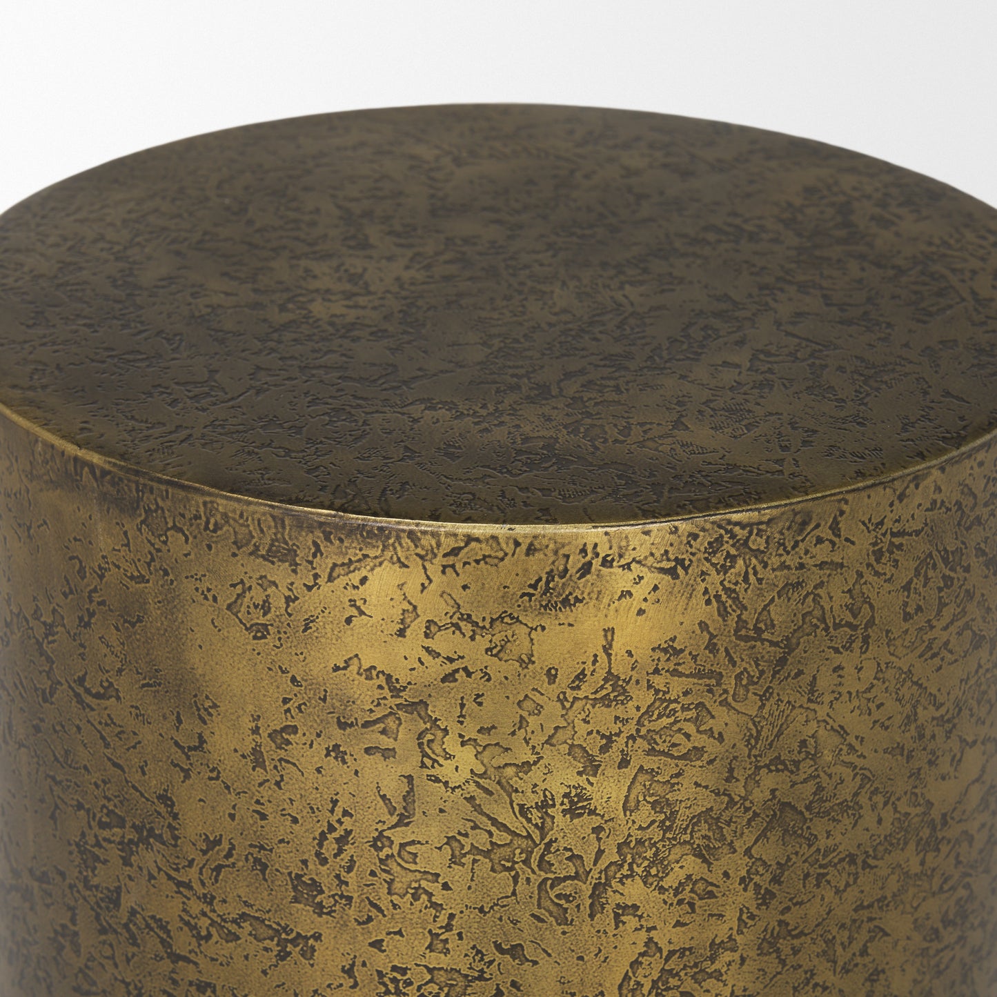 Rosh Textured Gold Metal w/ Acid Wash Accent Table