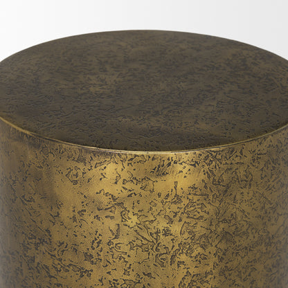 Rosh Textured Gold Metal w/ Acid Wash Accent Table