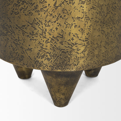 Rosh Textured Gold Metal w/ Acid Wash Accent Table