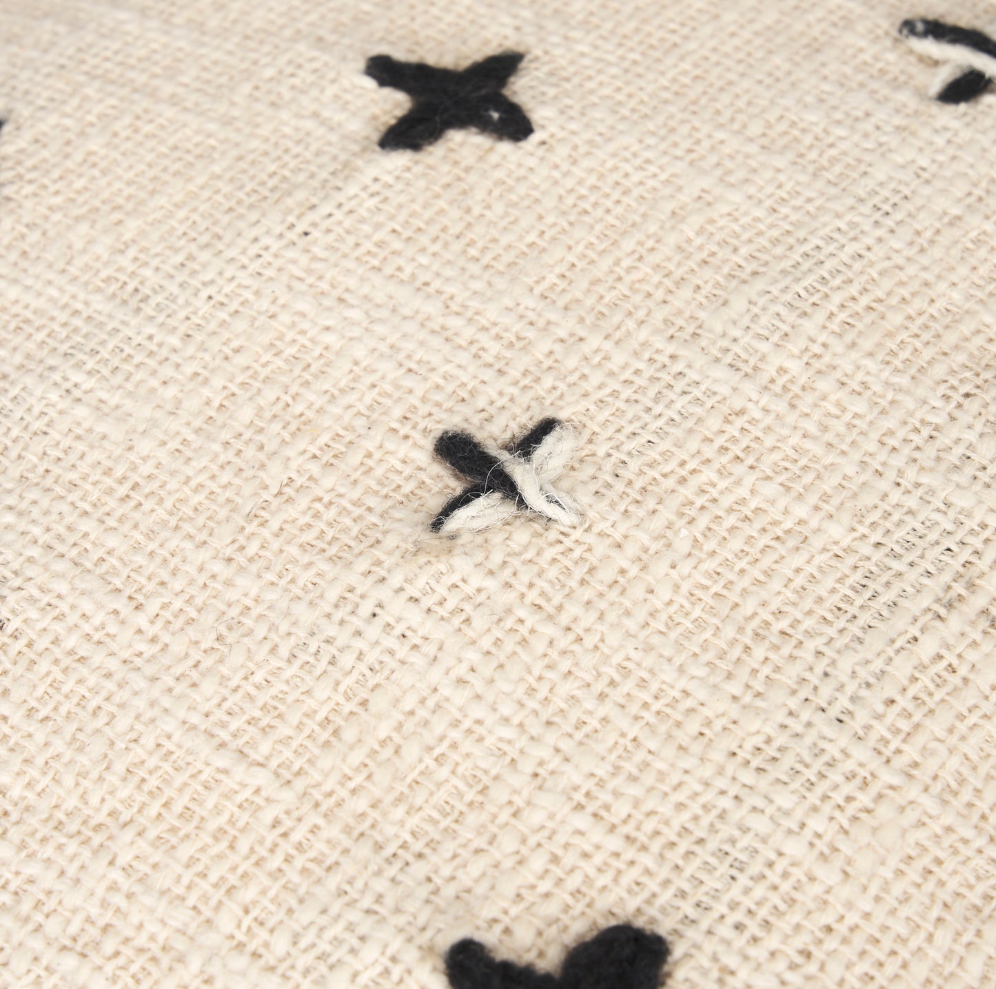 Saanvi Wool w/ Cream and Black Stitched Cross Patterned Pouf