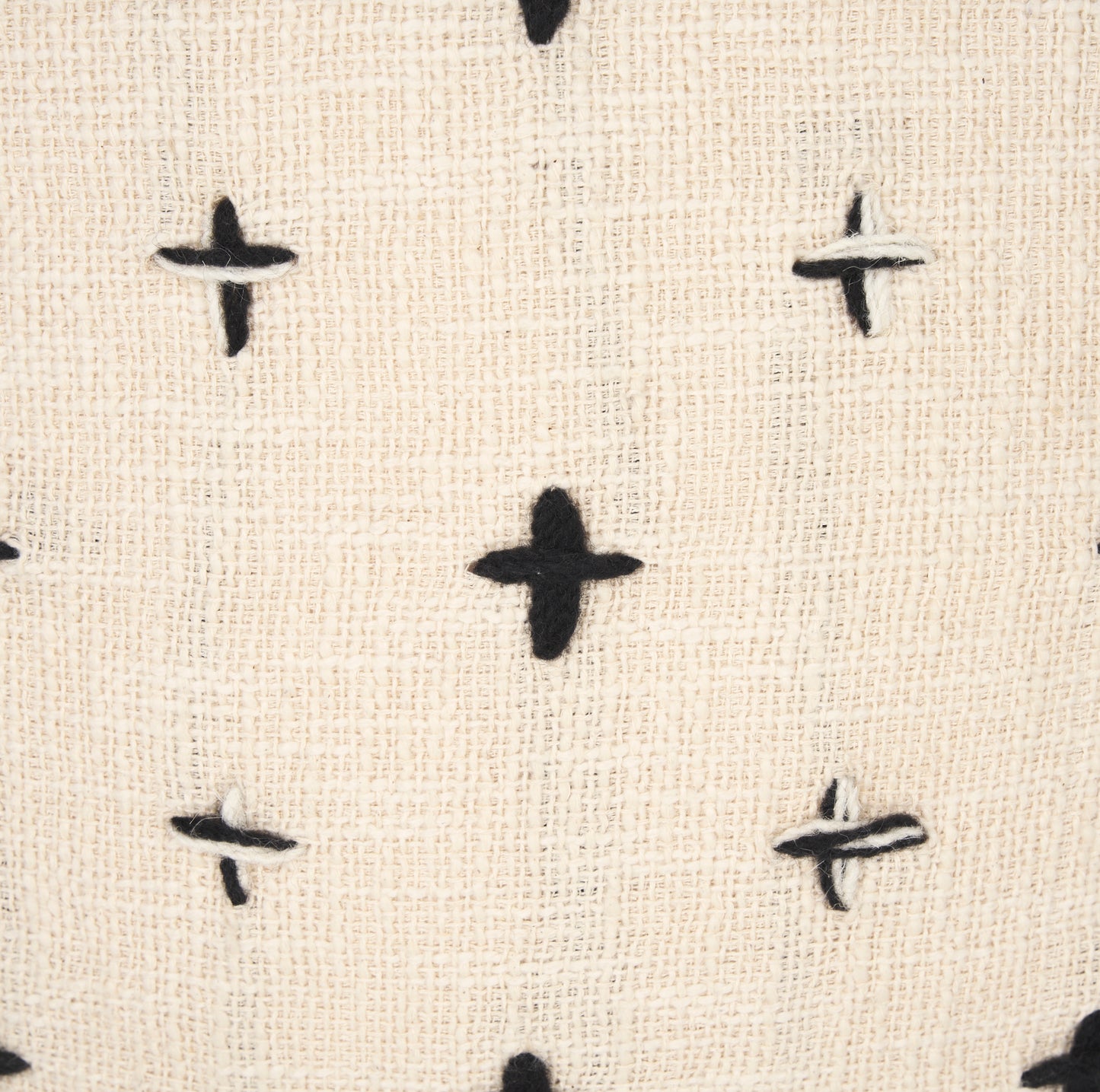 Saanvi Wool w/ Cream and Black Stitched Cross Patterned Pouf