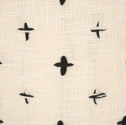 Saanvi Wool w/ Cream and Black Stitched Cross Patterned Pouf