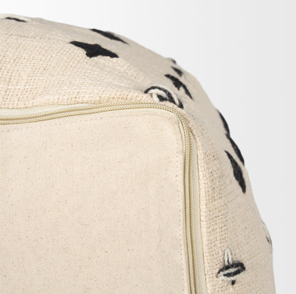 Saanvi Wool w/ Cream and Black Stitched Cross Patterned Pouf