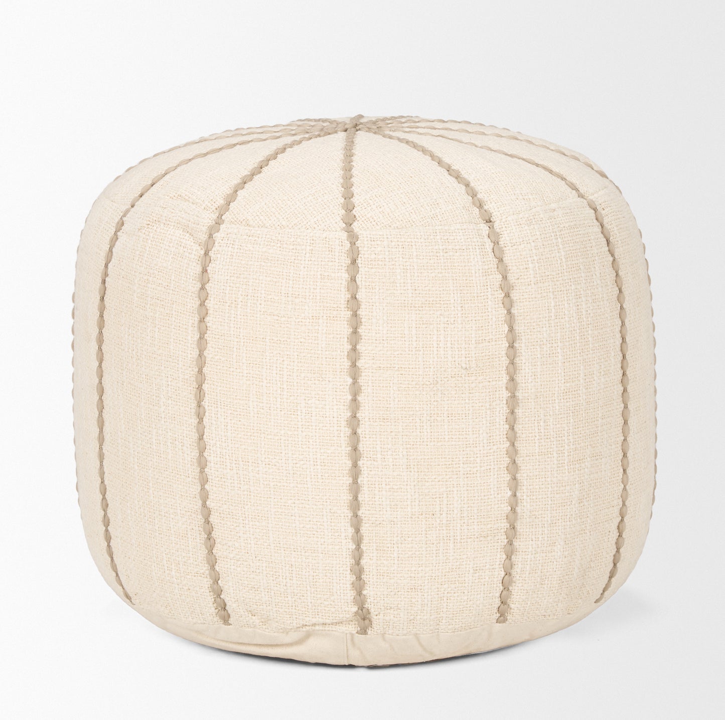 Sachi Beige w/ Stitching Pouf