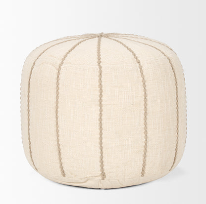 Sachi Beige w/ Stitching Pouf