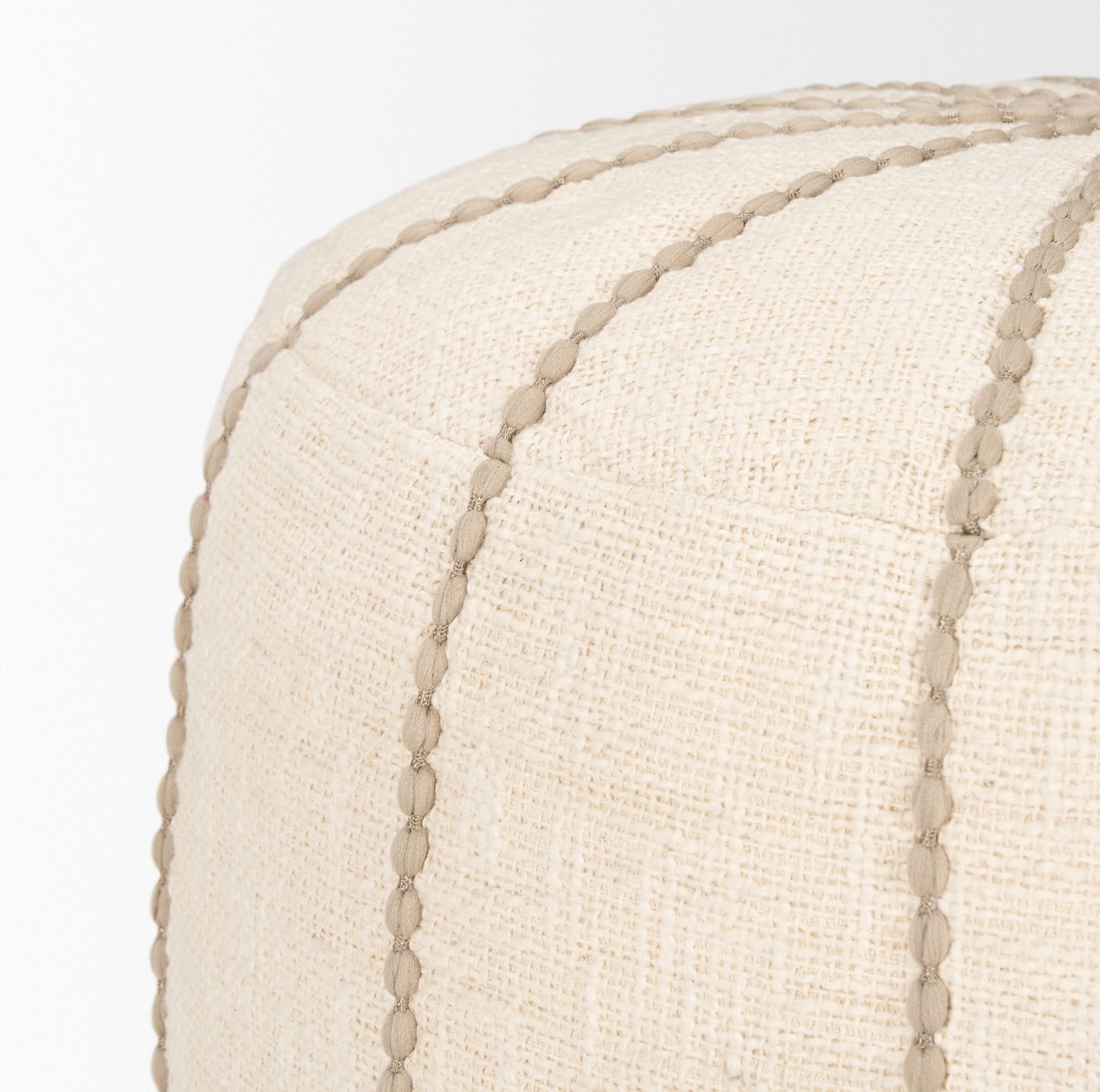 Sachi Beige w/ Stitching Pouf