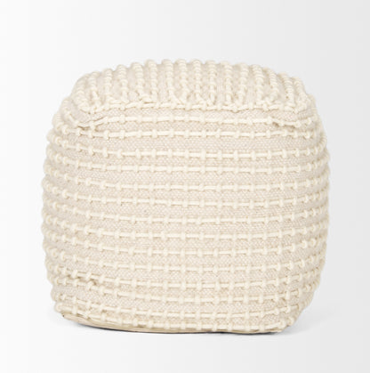 Sakaye Beige w/ Cream Stitched Patterned Pouf