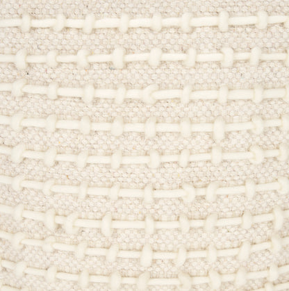 Sakaye Beige w/ Cream Stitched Patterned Pouf