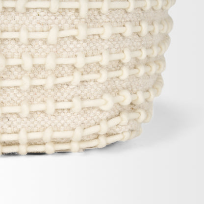 Sakaye Beige w/ Cream Stitched Patterned Pouf