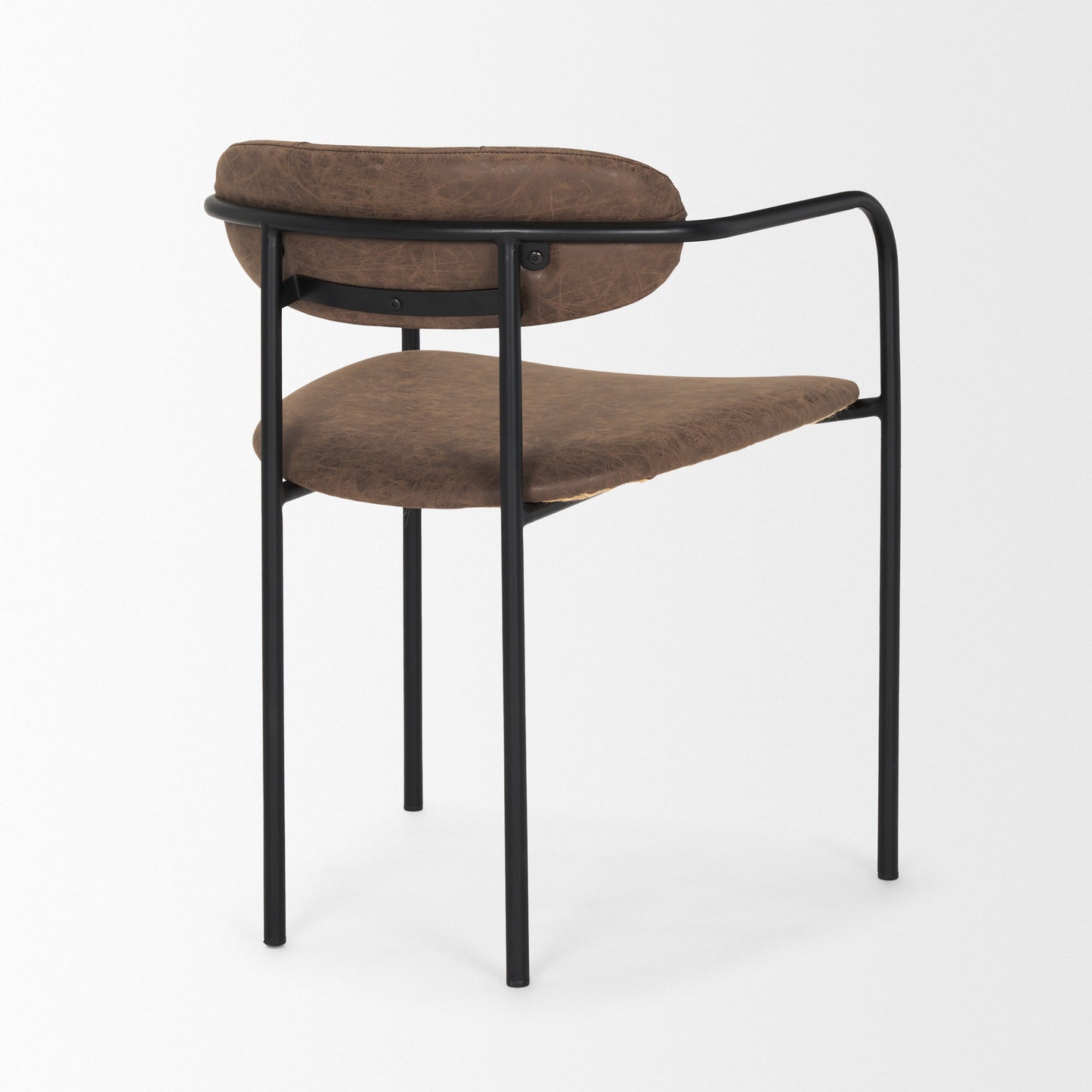 Parker Muted Brown Faux Leather w/ Black Metal Dining Chair