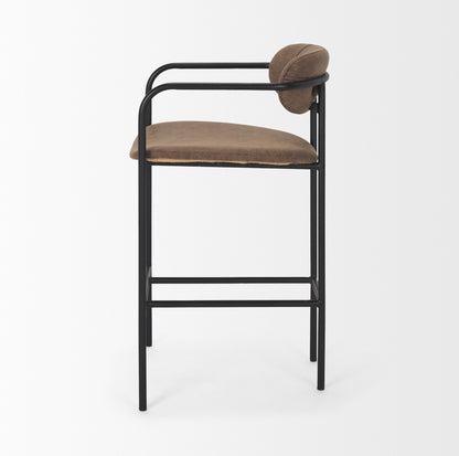 Parker Muted Brown Faux Leather w/ Black Metal Counter Stool
