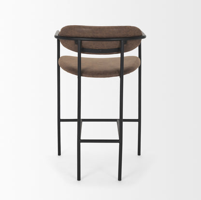 Parker Muted Brown Faux Leather w/ Black Metal Counter Stool