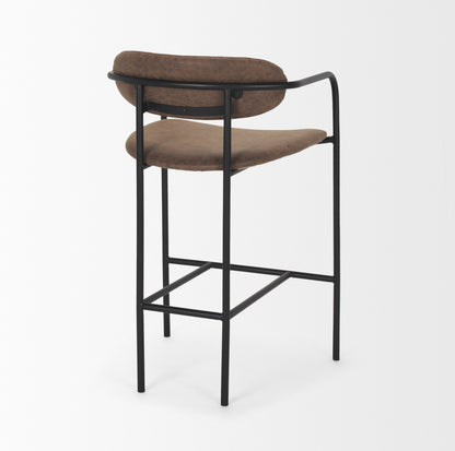Parker Muted Brown Faux Leather w/ Black Metal Counter Stool
