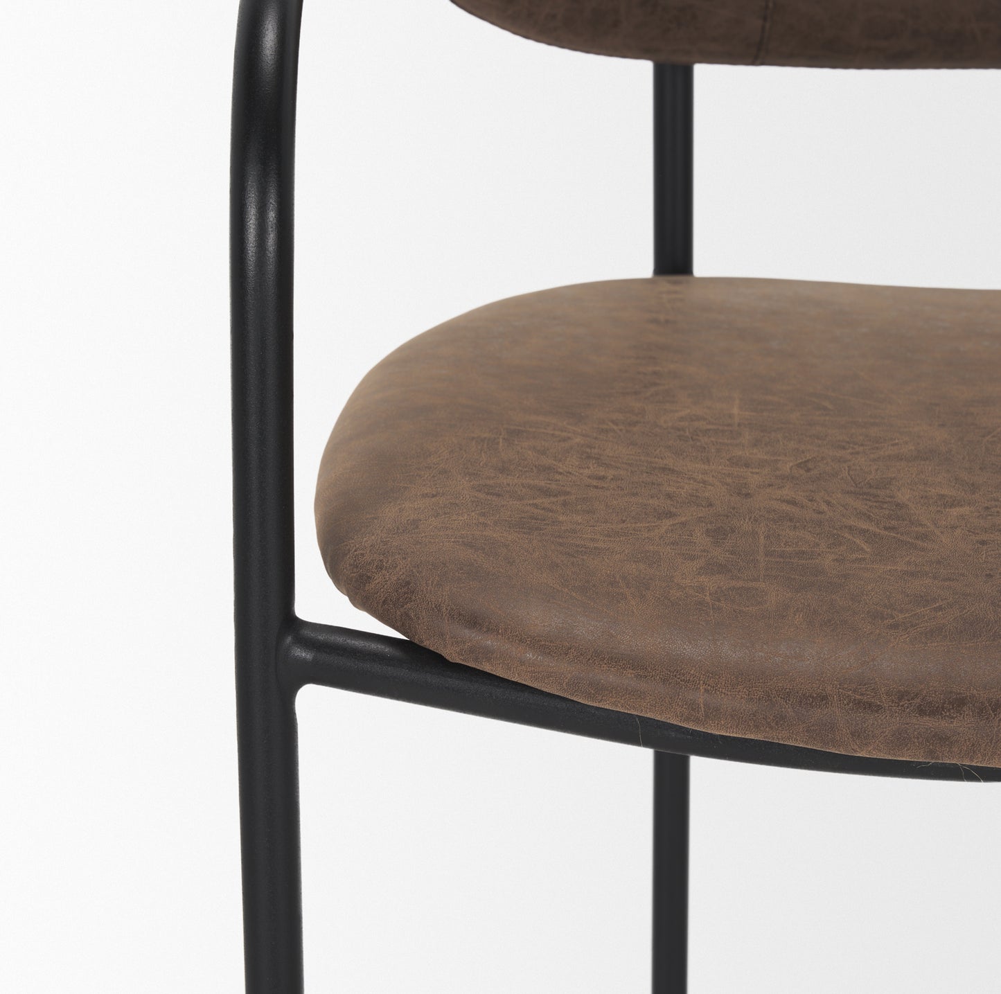 Parker Muted Brown Faux Leather w/ Black Metal Counter Stool