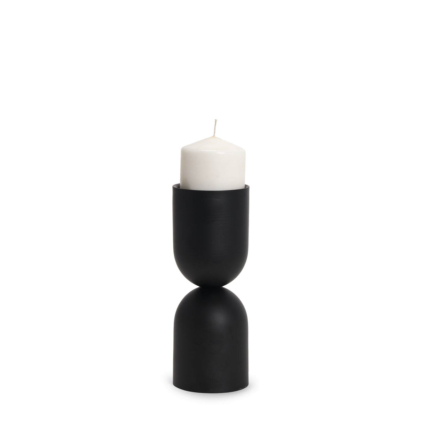 Qamra Short Black Metal Pillar Candle Holder