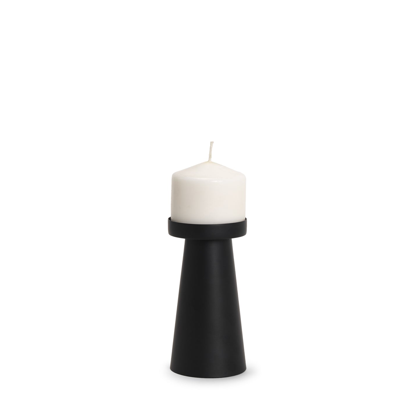 Quadir Short Matte Black Metal Candle Holder