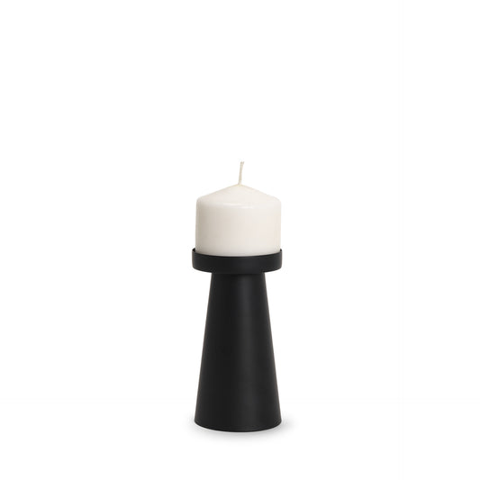 Quadir Short Matte Black Metal Candle Holder
